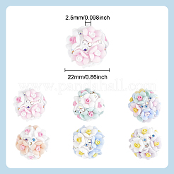 12個6色手作りポリマークレイビーズ  ラインストーン付き  バラの丸  ミックスカラー  2cm  穴：3mm  2個/カラー&nbsp;DIY-DR0001-86