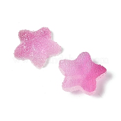 模造キャンディ食品スタイルの樹脂カボション  スター  グラデーションカラー  フラミンゴ  17x17.5x6mm&nbsp;X1-RESI-R461-02I