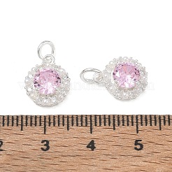 Brass Micro Pave Pink Cubic Zirconia Charms&nbsp;CU-CBA746B-03A-S