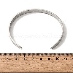 201ステンレススチール製オープンカフバングル女性用  聖人ベネディクトとフラットラウンド  ステンレス鋼色  内径：2.56x1.97インチ（6.5x5cm）&nbsp;BJEW-Z162-01P