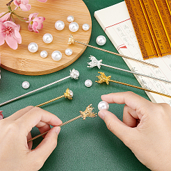 花のヘアスティック作りキット  合金毛棒のパーツを含む  アクリル＆ABSプラスチックパールビーズ  ミックスカラー  32個/セット&nbsp;DIY-PH0008-52