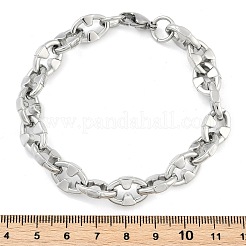 304ステンレススチール製オーバルリンクチェーンブレスレット女性用男性用  ステンレス鋼色  8-1/2インチ（21.6cm）&nbsp;BJEW-F488-48C-P