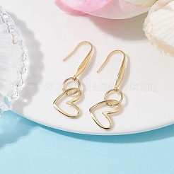 316サージカルステンレススチールダングルイヤリング  女性用真鍮チャームジュエリー  ハート  36.5x13mm&nbsp;EJEW-JE05626-01