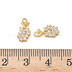 真鍮マイクロパヴェクリアキュービックジルコニアチャーム  ブドウ  ニッケルフリー  18KGP本金メッキ  12x6x2mm  穴：1.2mm&nbsp;KK-B160-33G