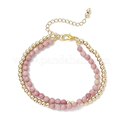 Natural  Dyed Hemimorphite Round Beadeds Double-layered Bracelets for Women&nbsp;BJEW-JB12095-01