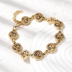 12 Constellations 304 Stainless Steel Link Chain Bracelets&nbsp;BJEW-I239-01G-12