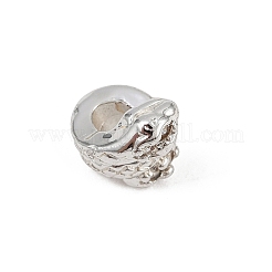 ラックメッキ真鍮クリアキュービックジルコニアビーズ  長持ちメッキ  ヘビ  銀  5x5.5x5mm  穴：2mm&nbsp;KK-L236-03A-S