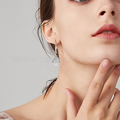 クリアキュービックジルコニアマッシュルームダングルフレンチフックピアス  女性用304ステンレススチールドロップイヤリング  ステンレス鋼色  26mm  ピン：0.8mm&nbsp;EJEW-SW00011-25