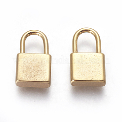PVD真空メッキ304ステンレスペンダント  長持ちメッキ  南京錠  ゴールドカラー  17.5x10x4mm  穴：5x7mm&nbsp;STAS-I101-23A-G