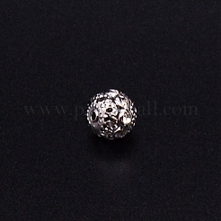 合金ラインストーンビーズ  中空  クリスタル  ラウンド  プラチナ  10x9mm  穴：1.2mm  100個/袋&nbsp;CW-TAC0001-15B-01P