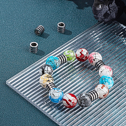 Nice Big Hole 304 Stainless Steel Wrapped Black Rubber Column Beads&nbsp;STAS-UN0019-86