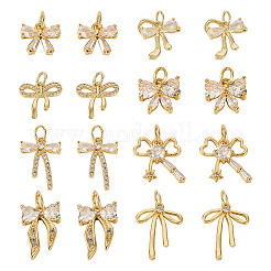16Pcs 8 Style Brass Micro Pave Cubic Zirconia Charms&nbsp;KK-TA0002-16