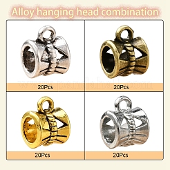 4色のチベットスタイルの合金チューブベイル  ループベイル  保釈ビーズ  コラム  ミックスカラー  9x7x7mm  穴：2mm  約20PCS /カラー  80個/箱&nbsp;TIBE-YW0001-25