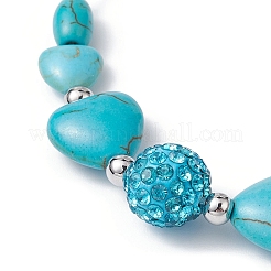 Heart Synthetic Turquoise Braided Bead Bracelets&nbsp;BJEW-JB09822
