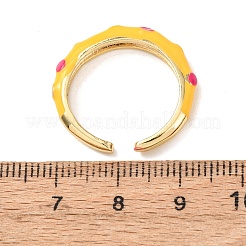 真鍮エナメルカフオープンリング  水玉  ゴールドカラー  ミックスカラー  4mm  17mm&nbsp;RJEW-P183-06G-M