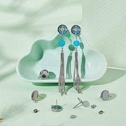 304 Stainless Steel Stud Earring Settings&nbsp;STAS-UN0019-14P