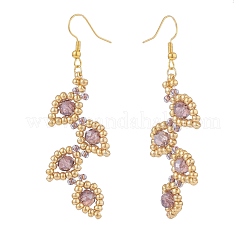 3Pair 3 Color Glass Seed Braided Leaf Dangle Earrings&nbsp;EJEW-JE04846