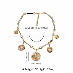 女性向けエスニック調合金＆イミテーションパール製グラデーションコインペンダントネックレス  ゴールドカラー  15.94インチ（40.5cm）&nbsp;WGAA29C-01
