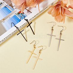 ステンレススチール製ダングルイヤリング3個（3色）  クロス  ミックスカラー  67x23mm  1pc /カラー&nbsp;EJEW-FI0003-04