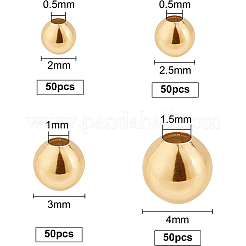 真鍮製スペーサービーズ  ラウンド  鉛フリー＆カドミウムフリー＆ニッケルフリー  18KGP本金メッキ  2~4mm  穴：0.5~1.5mm  200個/箱&nbsp;KK-BC0006-11G-NR