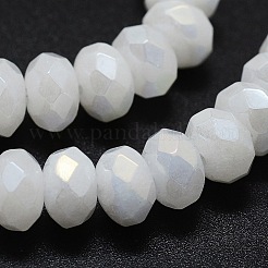 Electroplated Natural White Jade Beads Strands&nbsp;G-G750-04-5x8mm