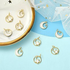 10Pcs 2 Styles Rack Plating Brass Micro Pave Clear Cubic Zirconia Pendants&nbsp;ZIRC-CJ0001-23