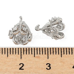 真鍮マイクロパヴェキュービックジルコニアヒートンキャップ  片穴パーツ用  花  プラチナ  10.5mm  穴：1.5mm  ピン：0.7mm&nbsp;KK-V015-31P