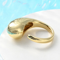 Rack Plating Brass Teardrop Open Cuff Ring for Women&nbsp;X-RJEW-A016-03G