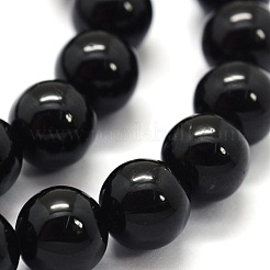 天然石ブラックトルマリンビーズ連売り  グレードA  ラウンド  6mm  穴：0.8mm  約60~62個/連  15.2インチ（38.3cm）&nbsp;G-G763-01-6mm-A