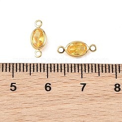 SHEGRACE Brass Pave Cubic Zirconia Oval Connector Charms&nbsp;XGRQ2O670-439C-G