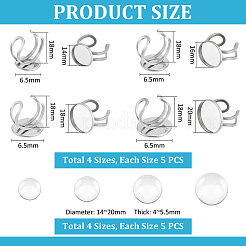 DIY Blank Dome Open Ring Making Kit&nbsp;DIY-UN0005-17