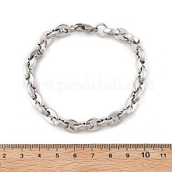 304ステンレススチールコーヒー豆チェーンブレスレット女性男性用  ステンレス鋼色  8-3/4インチ（22.3cm）&nbsp;BJEW-F488-01P-02