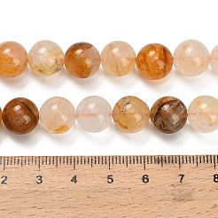 Natural Yellow Hematoid Quartz/Golden Healer Quartz Beads Strands&nbsp;G-F820-K03-10mm