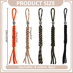 5Pcs 5 Colors Polypropylene Parachute Cord Pendant Decorations for Men&nbsp;HJEW-HY0001-23