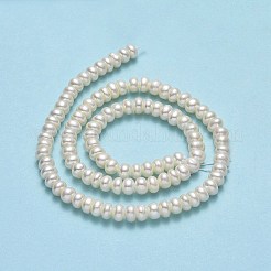 天然養殖淡水パールビーズ連売り  ラウンド  リネン  5~6x5.5x4mm  穴：0.6mm  約92~101個/連  15~15.12''（38.1~38.4センチメートル）&nbsp;PEAR-A005-02A