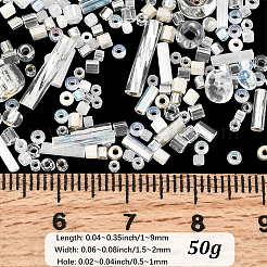 ミユキシードビーズミックス 50g  日本製シードビーズ  混合形状  透明  1~9x1.5~2mm  穴：0.5~1mm&nbsp;SEED-PA0001-35E