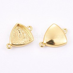真鍮製カボションセッティングコネクター  長持ちメッキ  三角形  ミックスカラー  トレイ：9.5x10mm  11.5x15.5x3mm  穴：1mm&nbsp;KK-F748-19