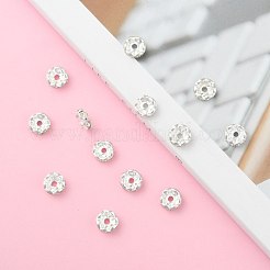 鉄クリスタルラインストーンスペーサービーズ  グレードB  ロンデル  波エッジ  銀  8x3.5mm  穴：1.8~2mm&nbsp;RB-A008-8MM-S