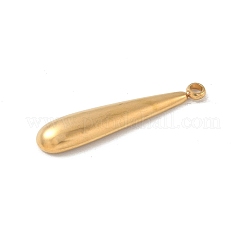 304ステンレスペンダント  ティアドロップチャーム  18KGP本金メッキ  27x6x3mm  穴：1.8mm&nbsp;STAS-P388-11G