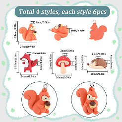24Pcs 4 Styles Autumn Opaque Animal Resin Cabochons&nbsp;RESI-SC0002-87