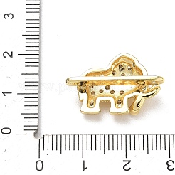 Brass Micro Pave Clear Cubic Zirconia Elephant Spacer Bars&nbsp;KK-K428-09G