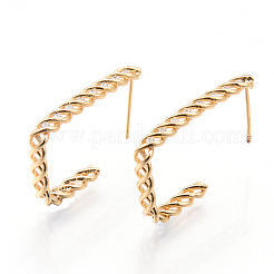 真鍮クリアマイクロパヴェキュービックジルコニアスタッドピアス  ニッケルフリー  18KGP本金メッキ  26.5x3.5mm  ピン：0.7mm&nbsp;KK-N232-192-NF