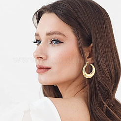 4 Pairs 4 Styles Rack Plating Brass Chunky Hoop Earrings for Women&nbsp;EJEW-BBC0001-94