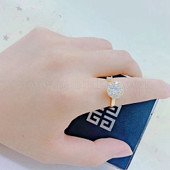 Flat Round Cubic Zirconia Rotatable Cuff Ring for Calming Worry Meditation&nbsp;RJEW-P025-03