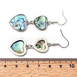 Brass Natural Abalone Shell Dangle Earrings&nbsp;EJEW-F388-01B-P