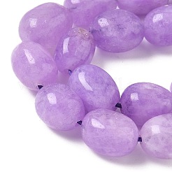天然石マレーシアジェイドビーズ連売り  オーバル  染め  ライラック  11~13x9~10x8.5~10mm  穴：1mm  約16個/連  7.28~7.48インチ（18.5~19cm）&nbsp;G-P528-N14-01