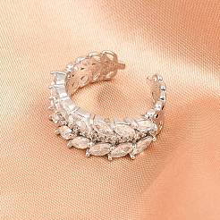 Brass Micro Pave Cubic Zirconia Cuff Rings for Women&nbsp;RJEW-Z113-49P