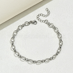 201ステンレススチールオーバルリングリンクチェーンアンクレットレディースメンズ  ステンレス鋼色  8-1/2インチ（215mm）&nbsp;RL5795-2