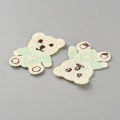 ポリエステル刺繍糸 アイロン/縫い付けパッチ  布のアップリケ  クマ  アクアマリン  60x46x1.5mm&nbsp;PATC-WH0023-23B