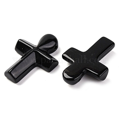 天然石オブシディアンペンダント  クロス  35.5x24.5x4mm  穴：1.6mm&nbsp;G-B122-02G